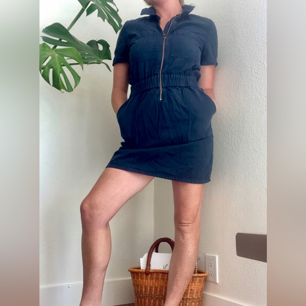 J Crew Navy Blue Zip-Up Dress